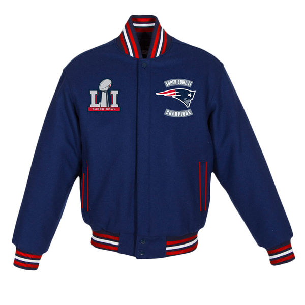 New England Patriots JH Design Super Bowl LI Champions Embroidered Wool Jacket - Navy